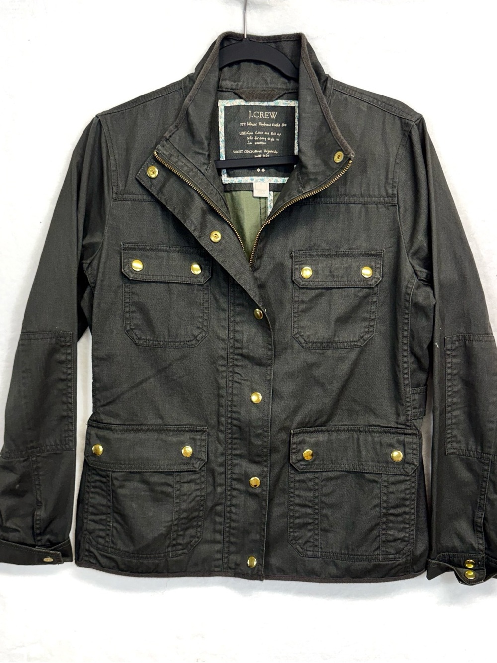 Vintage J. Crew Medium Relaxed Boyfriend Field Jacket Dark Green Cotton Military
